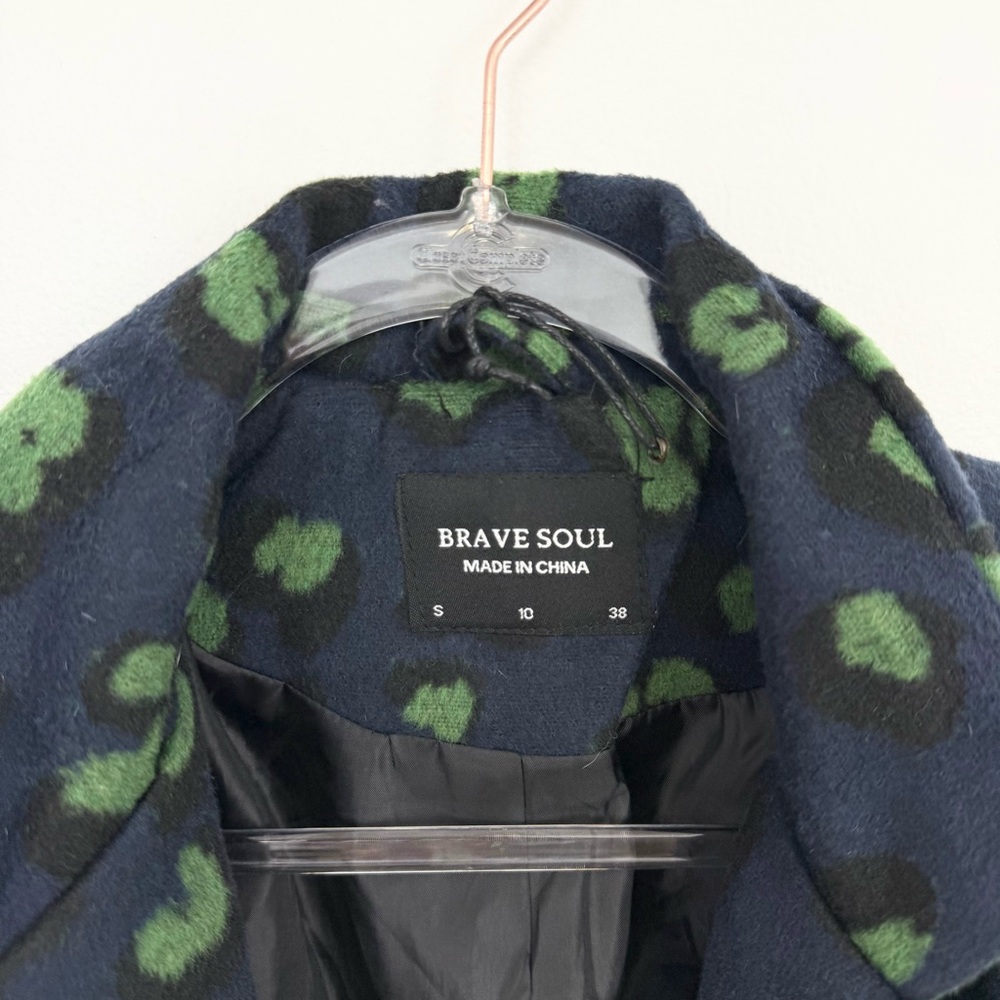 ASOS Brave Soul Leopard Print Jacket Abstract Blue Green Statement Coat Size S - Picture 4 of 7